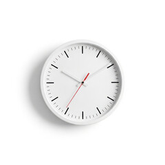 Minimalist white wall clock with red second hand