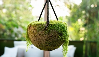 hanging planter with moss
