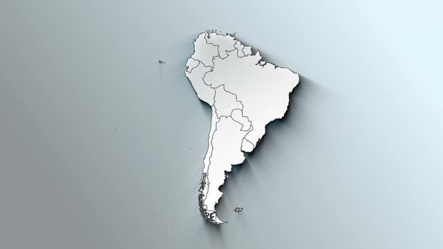 Animation of South America Continent Map Showing Countries