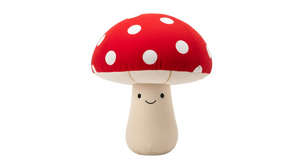 Cute plush mushroom toy with a smiling face