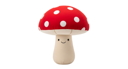 Cute plush mushroom toy with a smiling face
