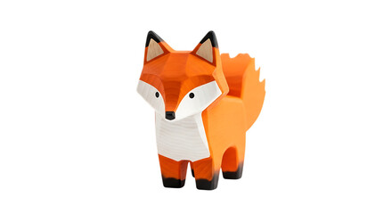 Cute wooden fox figurine with orange and white colors