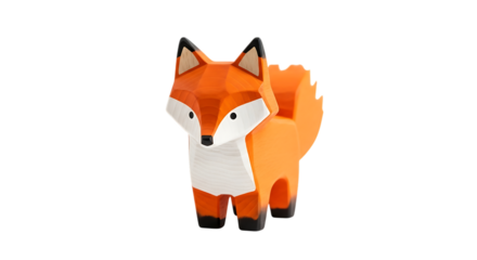 Cute wooden fox figurine with orange and white colors