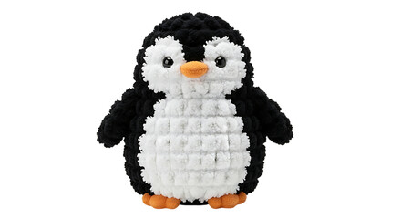 Adorable handmade crochet penguin toy with black and white feathers