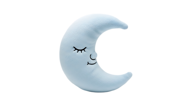 Soft c crescent moon plush toy with closed eyes