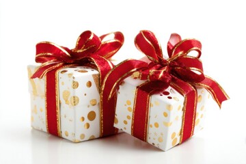 Festive Holiday Gift Boxes with Red Ribbons