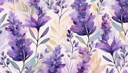 floral watercolor pattern a delicate watercolor pattern featuring elegant lavender blooms and foliage soft hues and gentle brushstrokes create a sense of tranquility and natural beauty