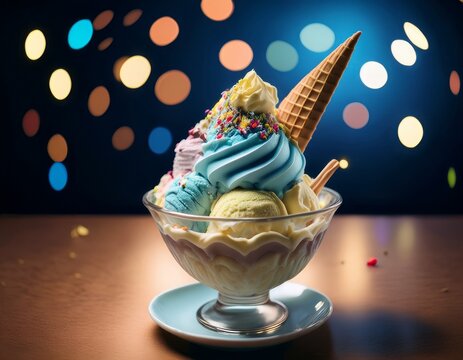 sweet symphony of ice cream a beautifully styled ice cream sundae showcases the perfect combination of creamy texture and delightful flavors offering a visual feast for the senses