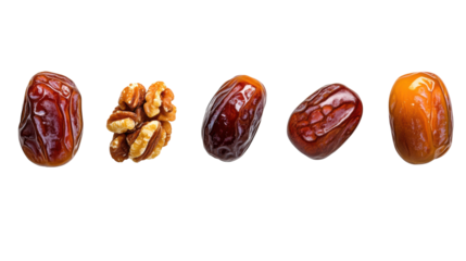 Dates with Nuts on Transparent Background