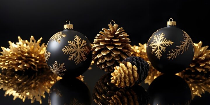 Black and gold Christmas background, perfect for posters, cards and holiday designs