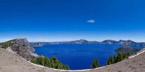 Crater Lake National Park blue sky summer water pano