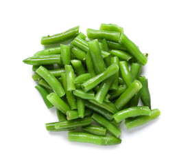 Stewed green beans on white background