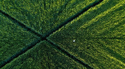 Close up of green wheat under drone monitoring in soft morning light for precision farming