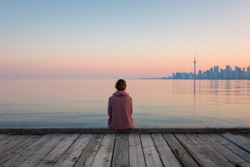 Fototapeta premium Sunset Serenity Over Toronto Skyline