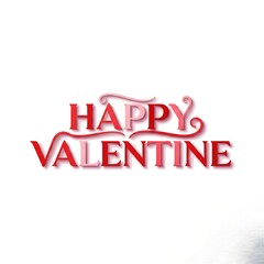 Creative 3D "Happy Valentine" Typography Text Effect - Red and Pink Gradient Lettering Isolated on White Background - Generative AI