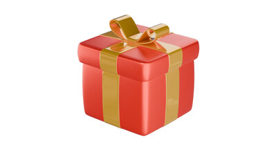 3d rendered red gift box isolated on white
