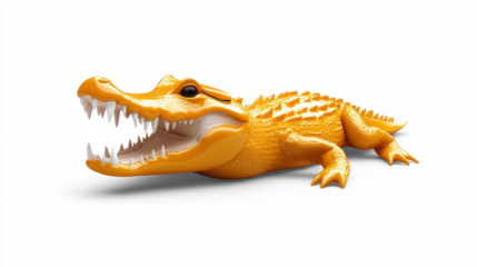Crocodile in a Playful Toy Design on Transparent Background
