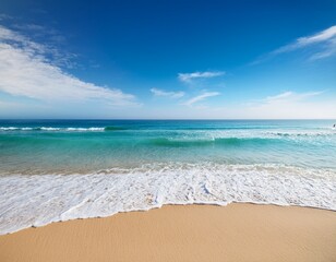 beach and sea with blue sky on sunny day