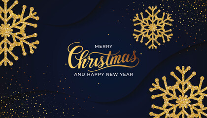Elegant merry Christmas and happy New Year poster background Design