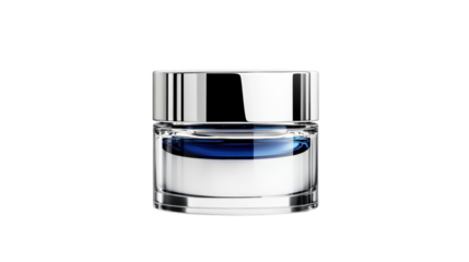 Clear Jar with Blue Cream on Transparent Background