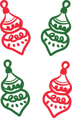 Christmas Ornament Line Art Sketch, Minimal Hand Drawn Holiday Decoration, New Year Bauble Illustration	