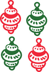 Christmas Ornament Line Art Sketch, Minimal Hand Drawn Holiday Decoration, New Year Bauble Illustration	