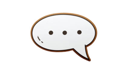 Cartoonish speech bubble with three dots signifying someone is typing, on a black backdrop