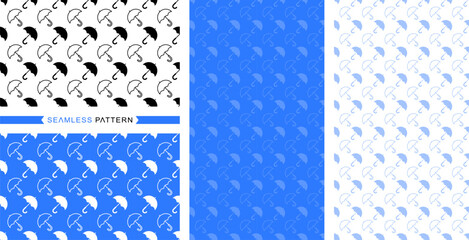 Umbrella icon patterns, seamless patterns, seamless backgrounds, vector illustrations, and easily changeable colors.