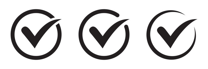 Check mark tick approval icons set