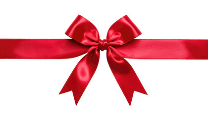 Red ribbon bow on black. Shiny fabric, elegant, flowing lines. Perfect for gifts, holidays, or celebrations