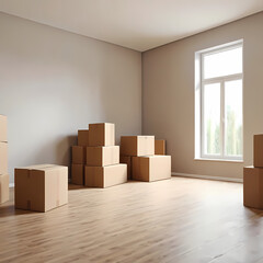 empty room with boxes