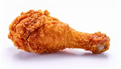 crispy fried chicken drumstick golden brown and deliciously crunchy on white background