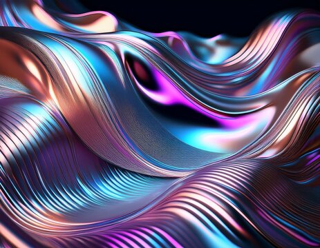 abstract metallic silver holographic effect background neon background