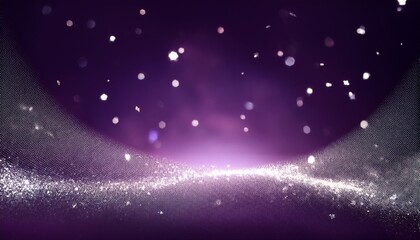 luxury silver particles rise on a dark gradient background with soft glowing purple light creating an elegant high end animated effect
