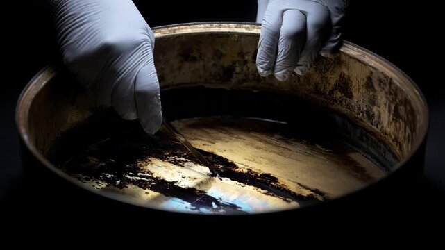Midshot of an engineer inspecting corrosionresistant metal alloys treated with advanced doping methods to improve longevity against harsh chemical exposure.