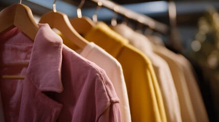 A fashion stylist livestreaming a closet makeover, pulling outfits from racks while viewers request combinations and ask questions about fabric and fit — digital styling session, virtual fashion