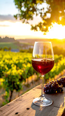 Fototapeta premium Weinglas im Hintergrund Weinberge