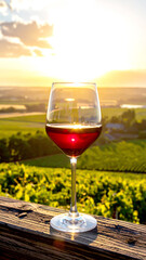 Fototapeta premium Weinglas im Hintergrund Weinberge