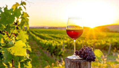 Fototapeta premium Weinglas im Hintergrund Weinberge