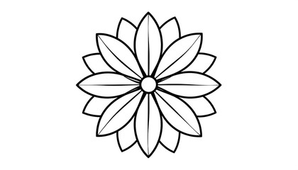 Simple black-and-white, stylized floral outline against a white background