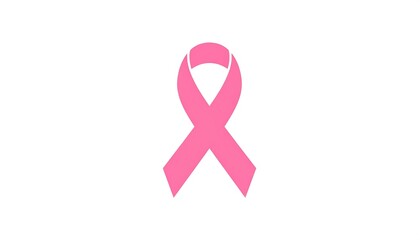 Simple pink ribbon illustration, symbol of awareness, on a white background