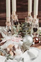 Table with cookies and christmas decoration
