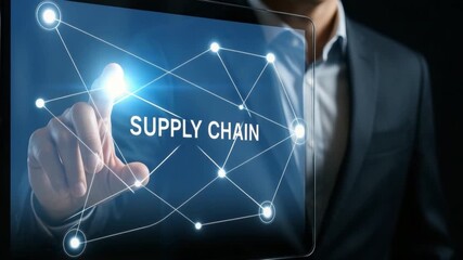 Supply chain concept integrating digital interface, network connection, logistics management technology driving business growth and efficient management for industry success and digital transformation - Powered by Adobe