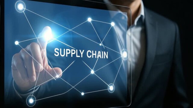 Supply chain concept integrating digital interface, network connection, logistics management technology driving business growth and efficient management for industry success and digital transformation - Powered by Adobe