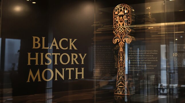 Black history month celebration display exhibit in museum cultural center
