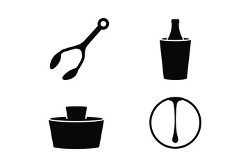 Barware and cocktail tools icons set