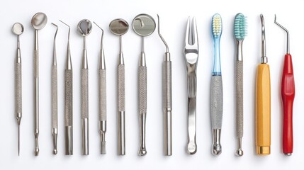 Dental Tools and Equipment on White Background