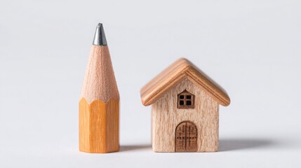 Property Investment Concept: Miniature House with Pencil