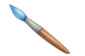 Paintbrush with blue paint bristles for creative art expression and drawing watercolor techniques