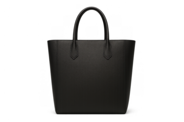 Black leather handbag product advertisement cutout for retail, fashion, luxury lifestyle, and women's accessories